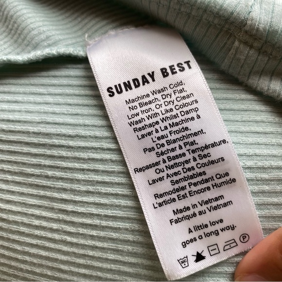 Aritzia Sunday Best Anne-Marie Ruffled Mini Dress Sea Spray Blue Green Sz S - Picture 7 of 8